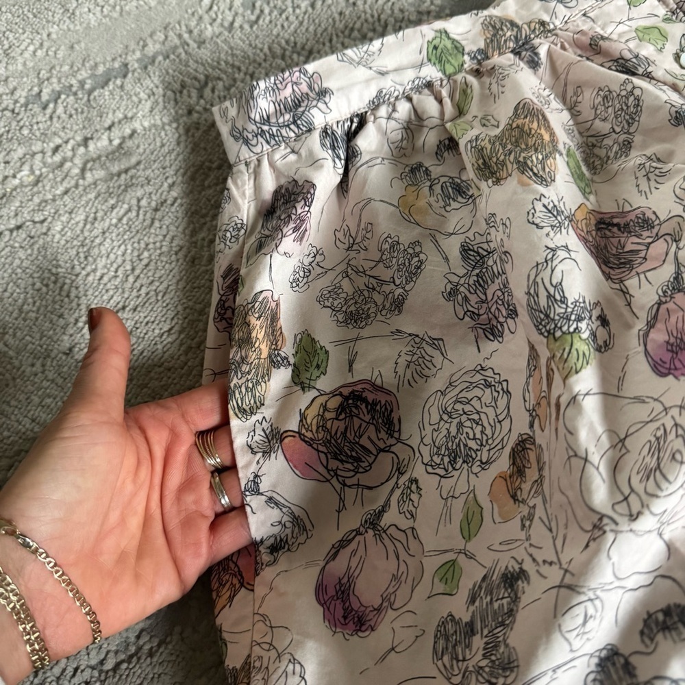 Meadows midi skirt button front organic cotton floral cottage pleated ruffle 8 - Picture 10 of 10